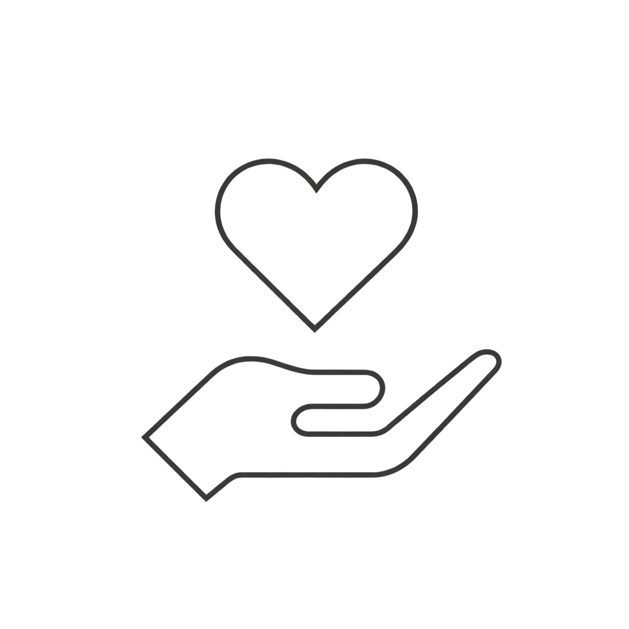 Easy care hand and heart icon